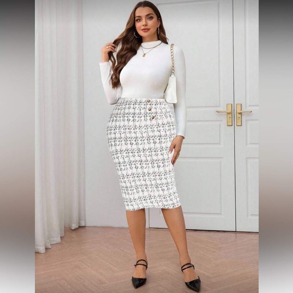 Elegant White and Black Pencil Skirt Plus Sz 16 nwt - Picture 3 of 3
